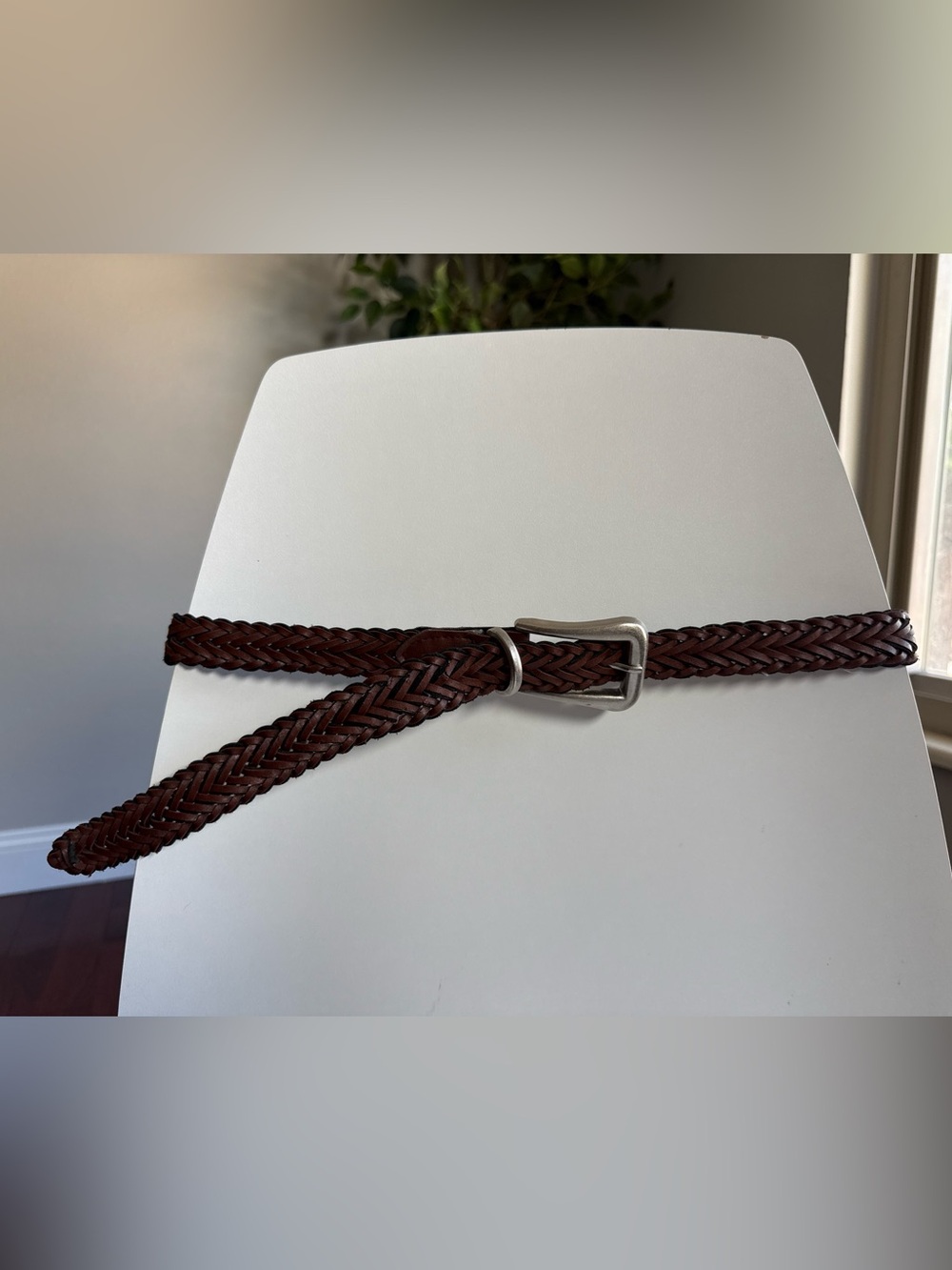 Brown Braided Leather Belt Women’s Size Small 36” Length